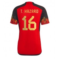 Camisa de Futebol Bélgica Thorgan Hazard #16 Equipamento Principal Mundo 2022 Manga Curta